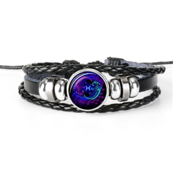 12 Zodiac Constellation Bracelet Luminous Braided Design Bracelet For Men Women Kids