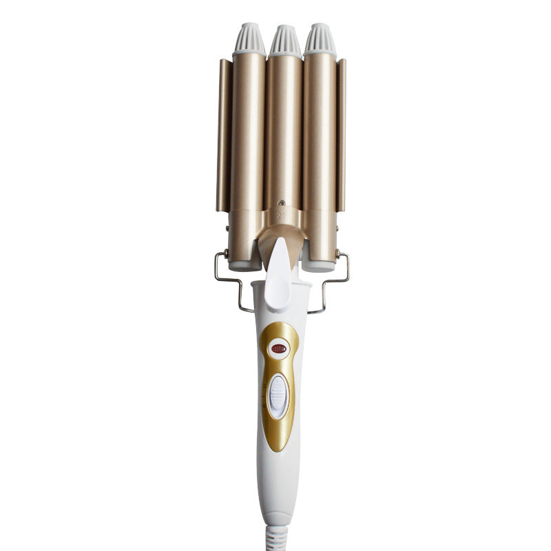 Roll Head Curling Iron Golden Three Rod