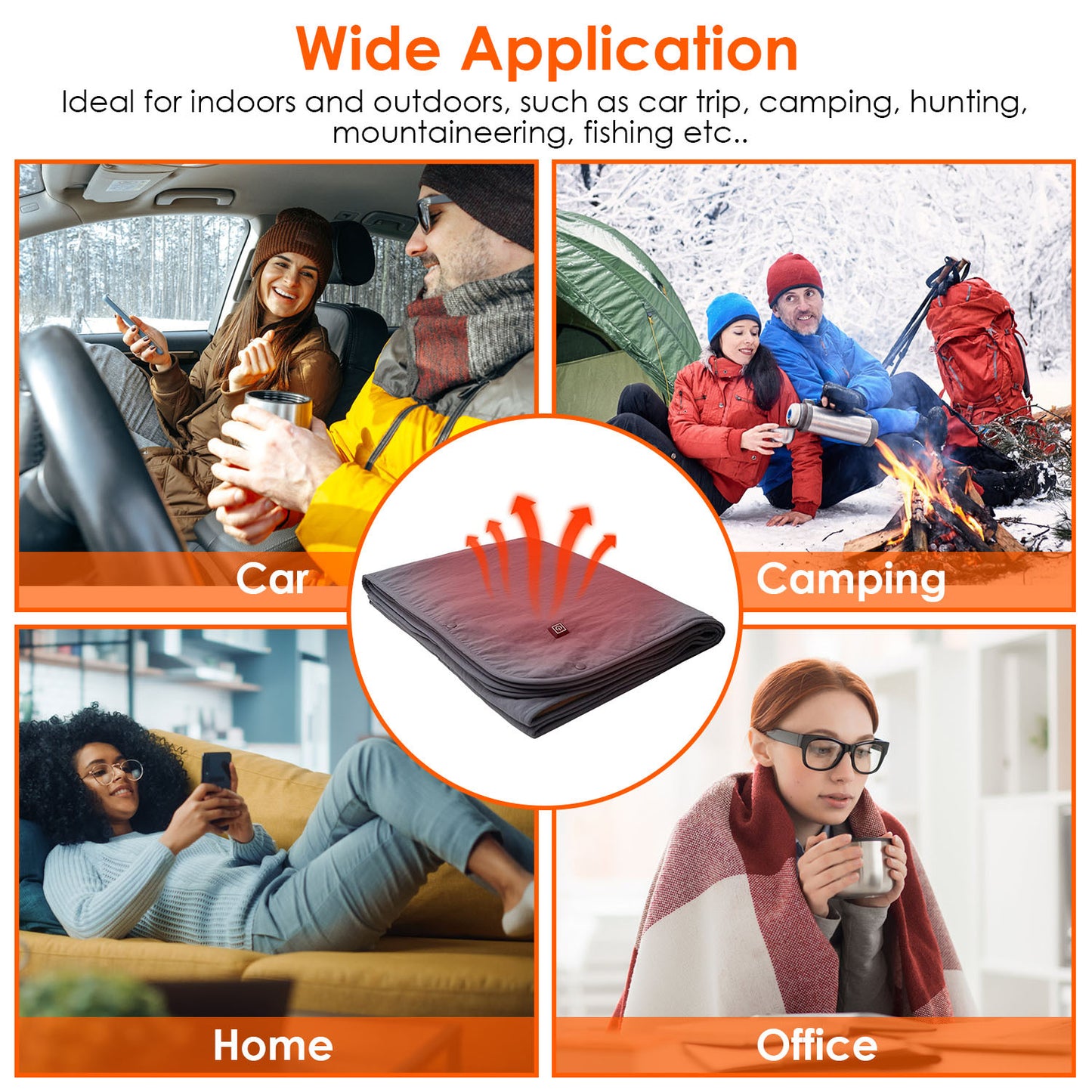 1Pc 53.5x37.8in Electric Heated Throw Full Body Heated Shawl Indoor Outdoor Heated Blanket With 3 Heating Levels 2Hrs Auto Off Machine Washable Waterproof