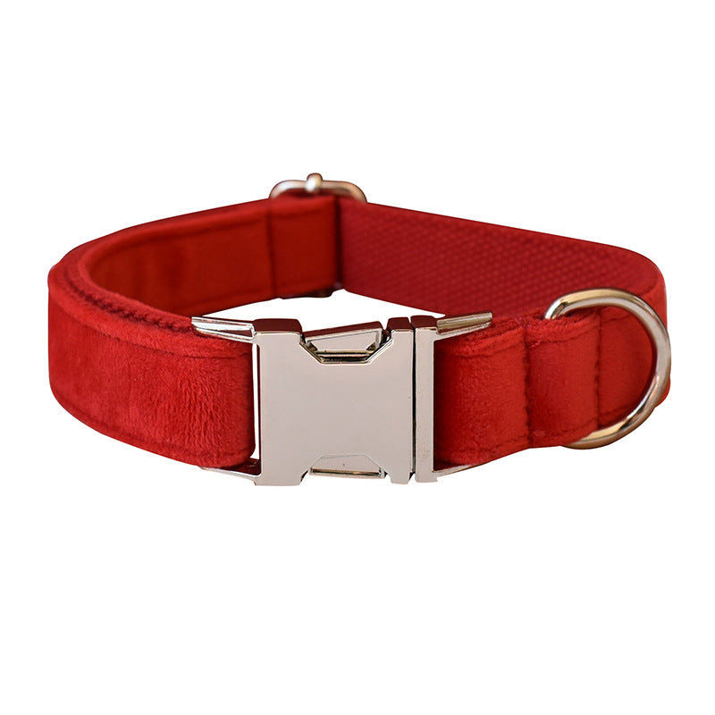 Red Velvet Double Layer Microfiber Dog Collar Pet Supplies