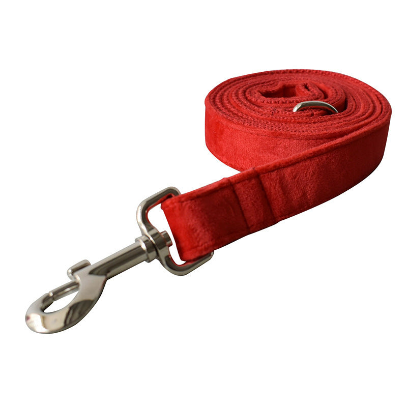 Red Velvet Double Layer Microfiber Dog Collar Pet Supplies